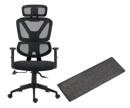 Fotel ergonomiczny Silver Monkey Fotel biurowy SMO-750 + DESK MAT XL Czarna